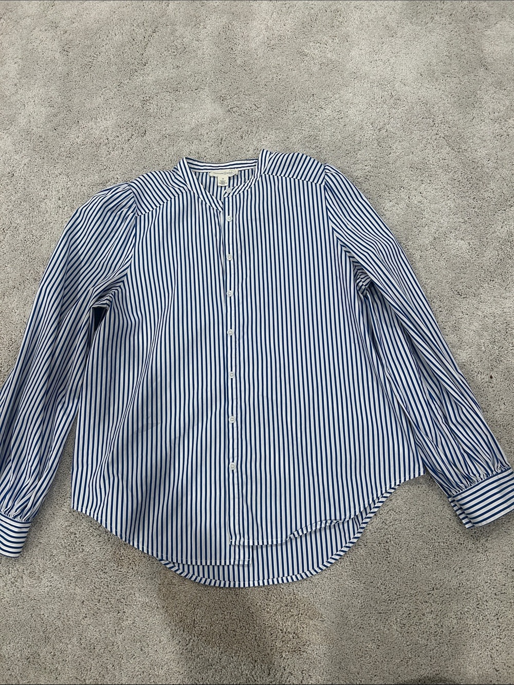 Treasure & Bond Navy and White Vertical Stripe Button-Down Shirt